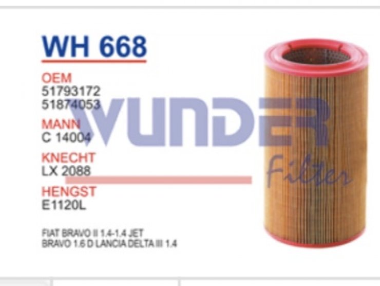 WH 668 ALFA ROMEO 4C 1.8-4C SPIDER 1.8 TBİ 51793172 Hava Filtresi