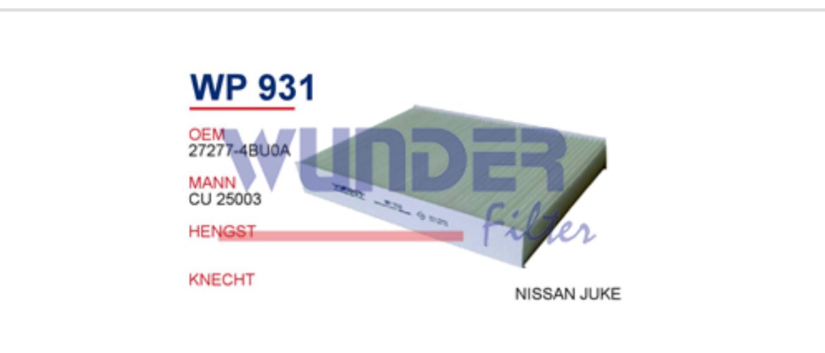 WP 931 NiSSAN QASHGAi 2013+ 27277-4BU0A Polen Filtrsi