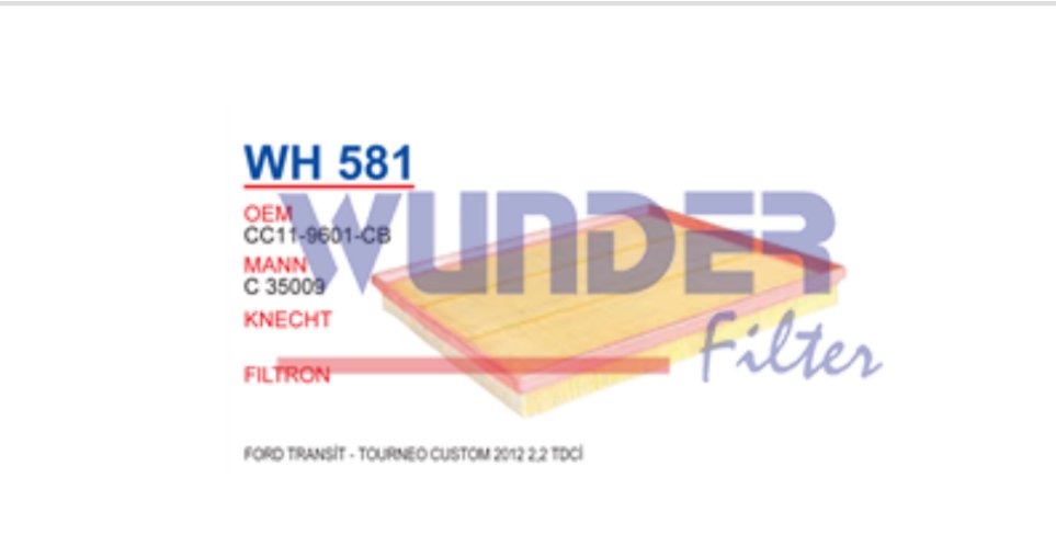 WH 581  FORD  TRANSİT TORNUE CUSTOM 12- CC11-9601-CB Hava Filtresi
