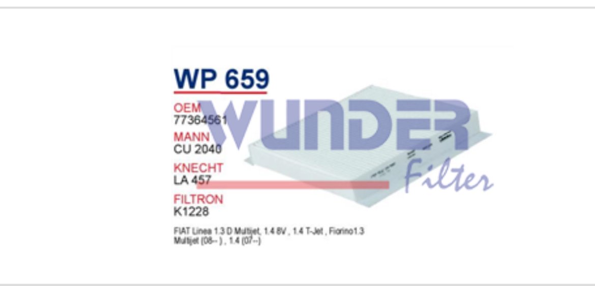 WP 659 CITROEN NEMO 6479.63 Polen Filtersi