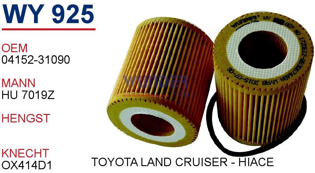 WY 925 TOYOTA CAMRY RAV4 2.5 3.5 VVTİ 04152-31090 Yağ Filtresi