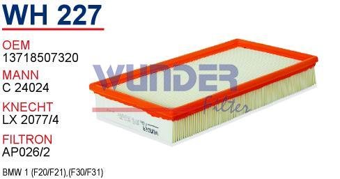 WH 227 BMW 1 [F20/F21] BMW 3 [F30/F31] 13718507320 Hava Filtresi
