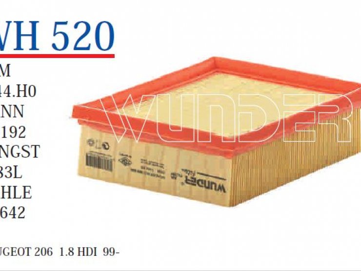 WH 520 PEUGEOT 206  1.8 HDI  99- 1444.H0 Hava Filtresi