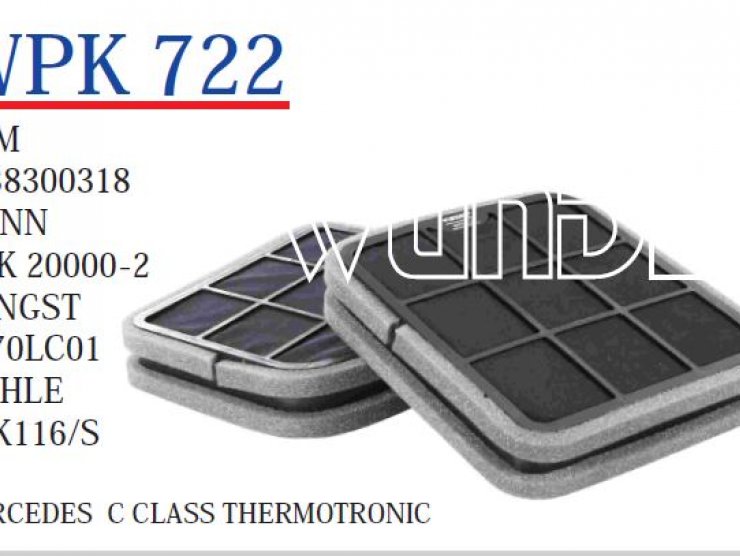 WPK 722 MERCEDES  C CLASS THERMOTRONİC  KARBONLU KLİMA 2038300318 Polen Filtresi