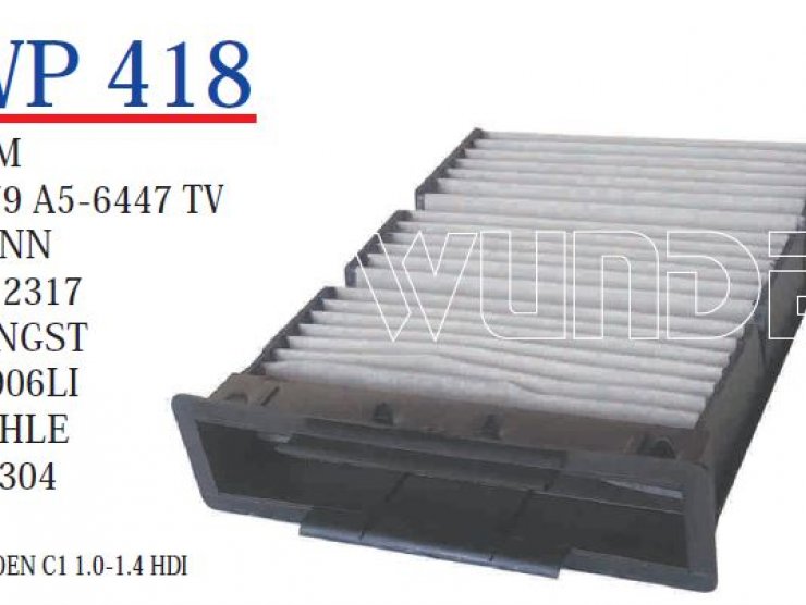 WP 418 PEUGEOT 107 KLİMA FİLTRESİ 6447.TT Polen Filtresi