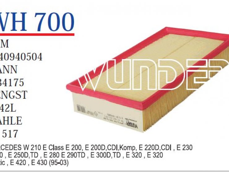 WH 700 MERCEDES 124/210 KASA E200 - E200 D 604 094 0504 Hava Filtresi