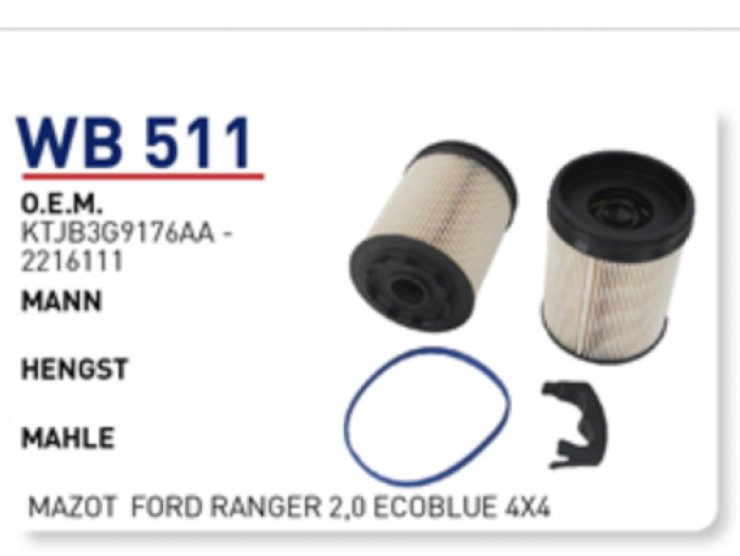 WB 511 KTJB3G9176AA-2216111 FORD RANGER ECOBLUE 4X4 YAKIT FİLTRESİ