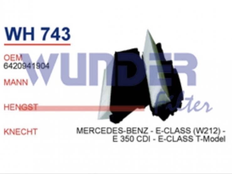 WH 743 MERCEDES-BENZ - E-CLASS (W212) - E 350 CDI - E-CLASS T-Model  6420941904 Hava Фильтрsi
