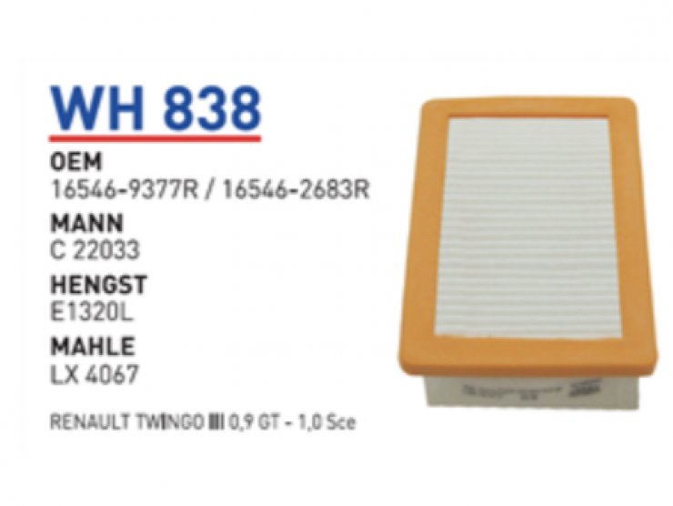 WH 838 MERCEDES SMART FORFOUR HATCHBACK 09-1,0 281 090 09 01  Hava Filtresi