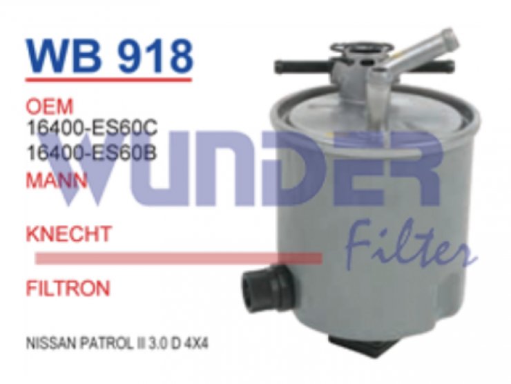 WB 918 NİSSAN PATROL II 3,0 D 4X4   16400-ES60B  Yakıt/Mazot Filtresi