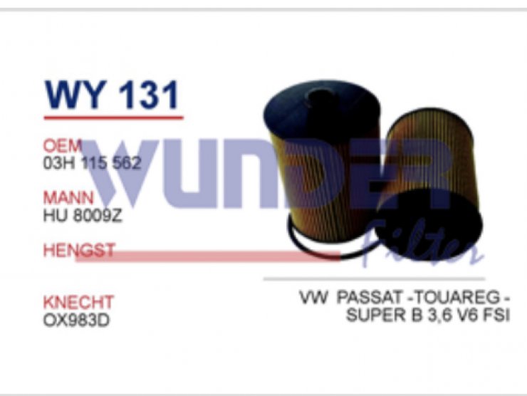 WY 131 VOLKSWAGEN  PASSAT -TOUAREG -SUPER B 3,6 V6 FSİ 03H 115 562 Yağ Filtresi