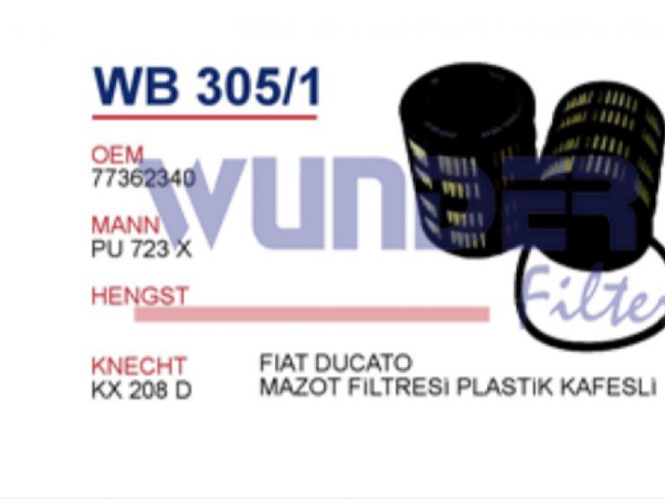 WB 305/1 FIAT DUCATO MAZOT FİLTRESİ PLASTİK KAFESLİ 77362340 Yakıt/Mazot Filtresi