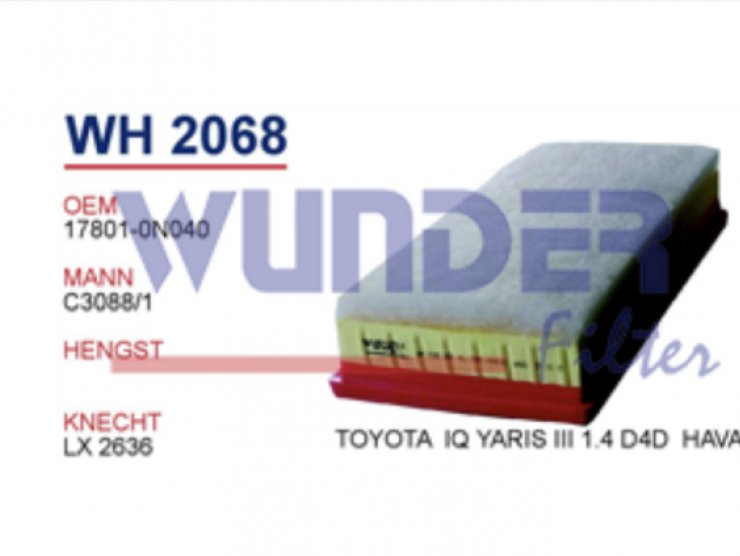 WH 2068 TOYOTA IQ YARİS III 1.4 D4D  HAVA 17801-0N040 Hava Filtresi