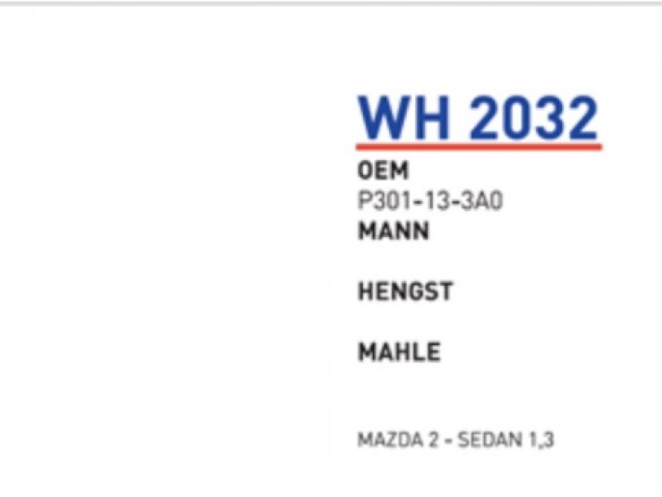 WH 2032 MAZDA 2 MAZDA 3 SEDAN P301-13-3A0 Hava Filtersi