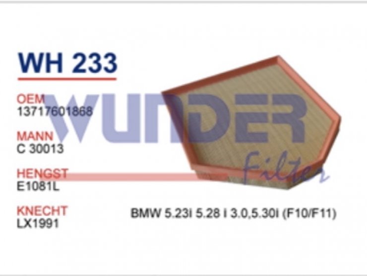 WH 233 BMW 5.23 İ,5.28 İ 3.0,5.30 İ (F10/F11) 13717601868 Hava Filtresi