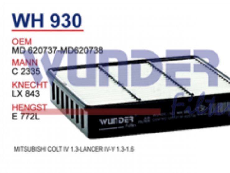 WH 930 MiTSUBiSHi COLT IV 1.3-LANCER IV-V 1.3-1.6 MD 620737-MD620738 Hava Filtersi