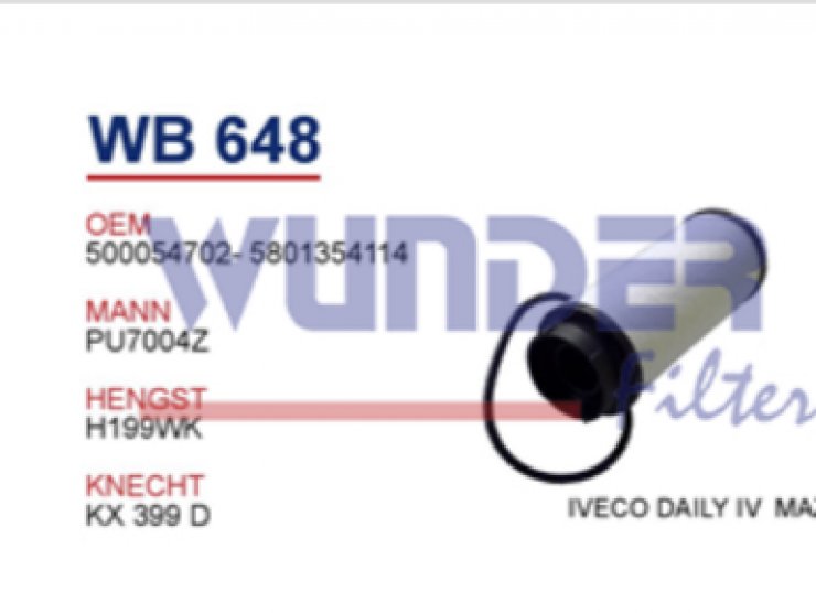 WB 648 iVECO DAiLY V 5801354114 Yakıt/Mazot Filtersi