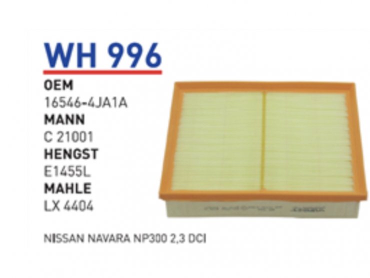 WH996 NİSSAN NAVARA NP300 2.3 DCİ 16546-4JA1A Hava Filtresi