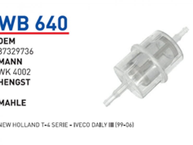 WB 640 NEW HOLLAND T-4 SERİE - IVECO DAILY III (99-06) 87329736 Yakıt/Mazot Filtersi