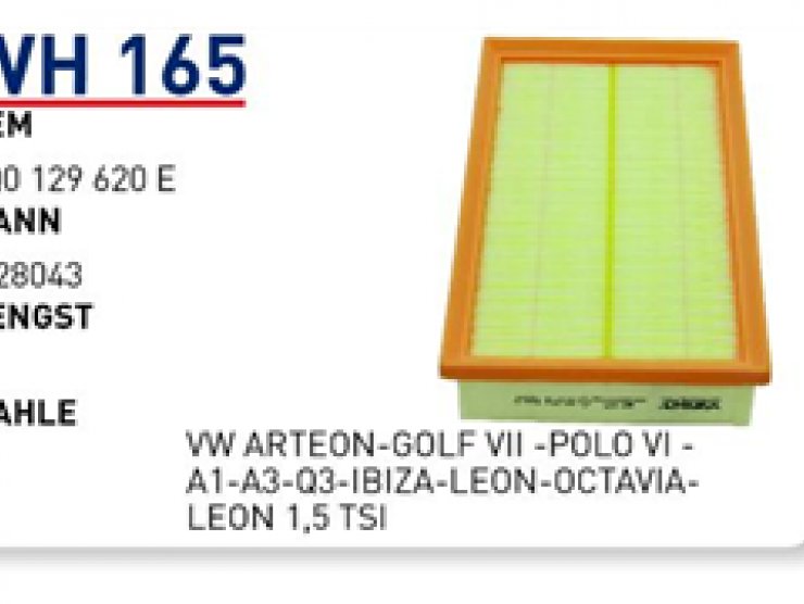 WH 165 5Q0129620E VW GOLF POLO SEAT SKODA 1.5 TSİ HAVA FİLTRESİ