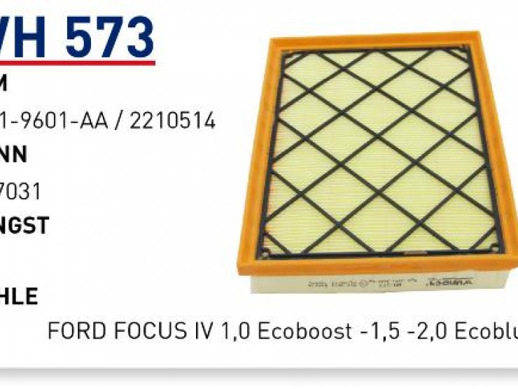 WH 573 JX61-9601-AA FORD FOCUS IV ECOBOOST-ECOBLUE HAVA FİLTRESİ