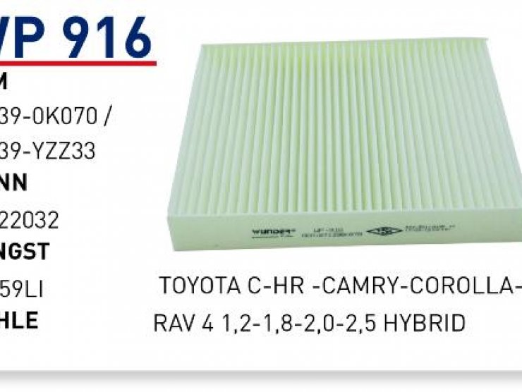 WP 916 	87139-0K070 TOYOTA POLEN C-HR-CAMRY-COROLLA POLEN FİLTRESİ