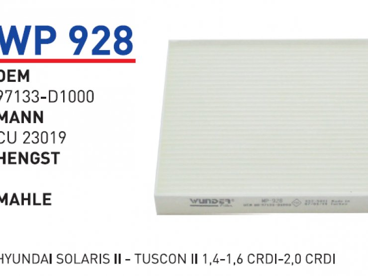 WP 928 95861-54J00 SUZUKİ GRAND VİTARA 02-05 POLEN FİLTRESİ