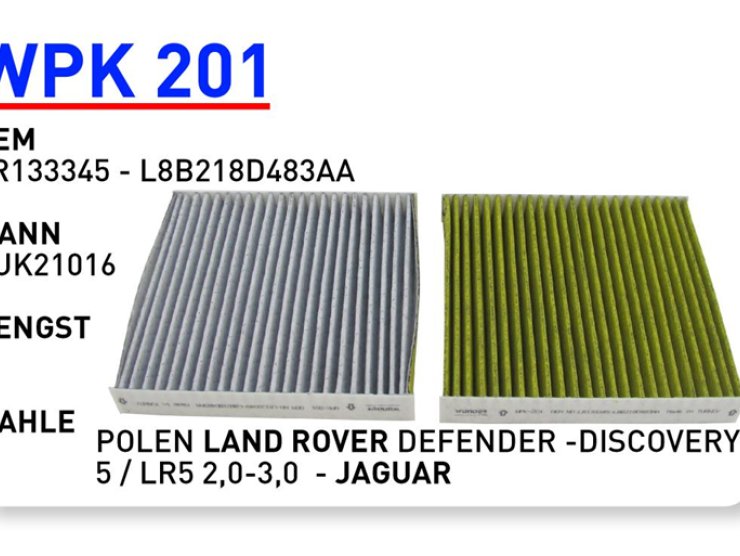 WPK 201 LR133345 LAND ROVER DEFENDER-DISCOVERY 5 / LR5 2,0-3,0 POLEN FİLTRESİ
