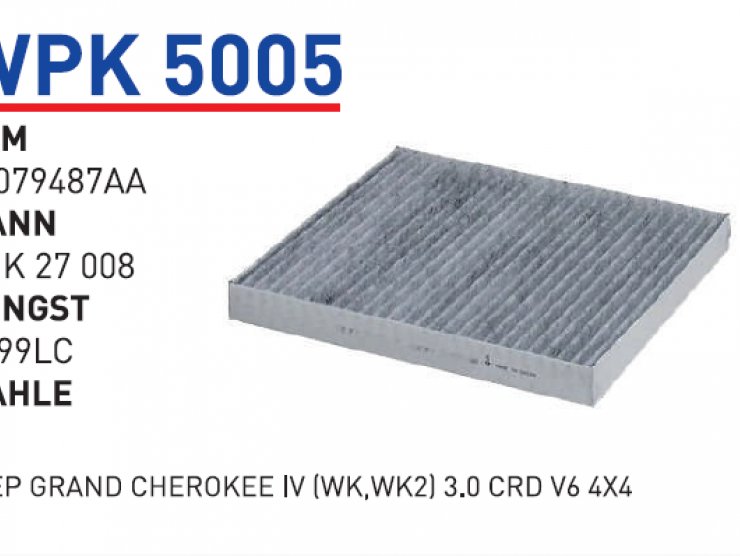 WPK 5005 JEEP GRAND CHEROKEE IV (WK,WK2) 3.0 CRD V6 4X4 68079487AA Polen Filtresi