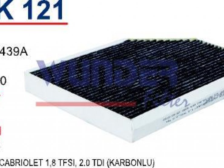 WPK 121 AUDİ A4,A5 +CABRİOLET 1,8 TFSİ, 2.0 TDİ KARBONLU 8K0 819 439A Polen Filtresi