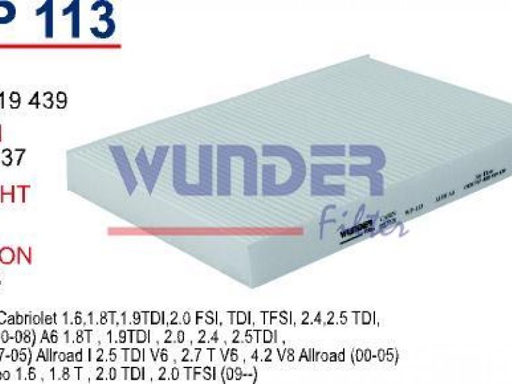 WP 113 AUDi A4  00-    A6  97- 8E0 819 439 C Polen Filtresi