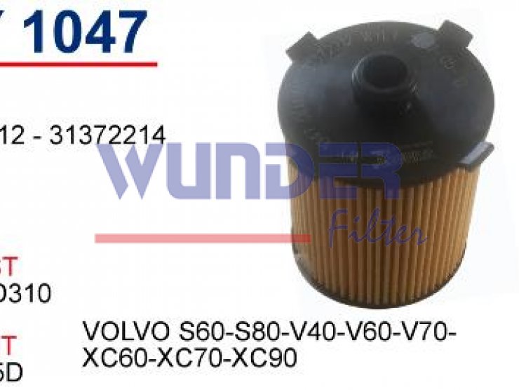 WY 1047 VOLVO S60-S80-V40-V60-V70-XC60-XC70-XC90 31372212 - 31372214 Yağ Filtresi