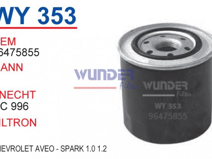 WY 353 CHEVROLET AVEO - SPARK 1,0-1,2 96985730 Yağ Filtresi