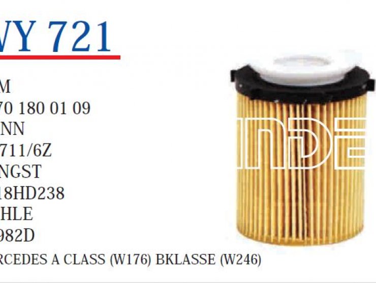 WY 721 MERCEDES A CLASS (W176) BKLASSE (W246) A270 180 01 09 Yağ Filtresi