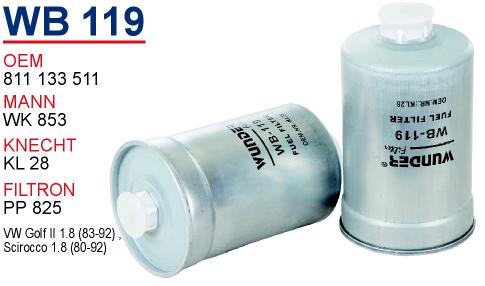 WB 119 VOLKSWAGEN   GOLF II 1,8 GTİ ,16 V 811 133 511 Yakıt/Mazot Filtresi