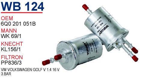WB 124 VOLKSWAGEN POLO IV 1.2 - 1.4  16v       3.0 BAR 6Q0 201 051 B Yakıt/Benzin Filtresi