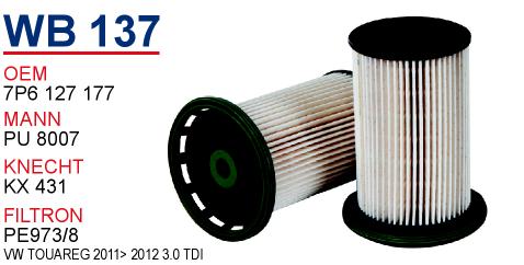 WB 137 VOLKWAGEN TOUAREG 2011-2012 3.0 TDİ 7P6 127 177 Yakıt/Mazot Filtresi