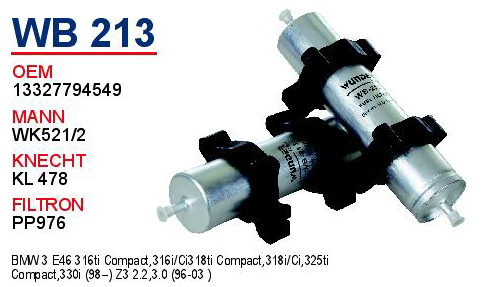 WB 213 BMW E46 320d                                                                  M47 13327794549 Yakıt/Mazot Filtresi