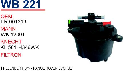 WB 221 FRELENDER II 07> - RANGE ROVER EVOPUE LR 001313 Yakıt/Mazot Фильтрsi