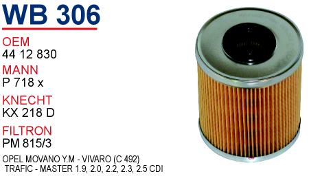 WB 306 OPEL MOVANO Y.M - ViVARO (C 492) 44 12 830 Yakıt/Mazot Filtresi