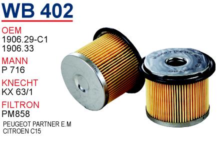WB 402 PEUGEOT PARTNER E.M 1906.29-C1 Yakıt/Mazot Filtresi
