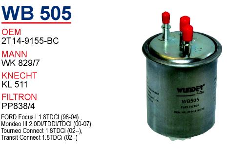 WB 505 FORD CONNECT 95 CC 2T14-9155-BC Yakıt/Mazot Filtresi