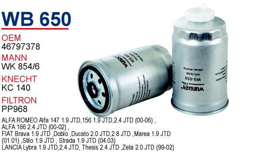 WB 650 CITROEN JUMPER HDI 04- 1906.C3 Yakıt/Mazot Filtresi