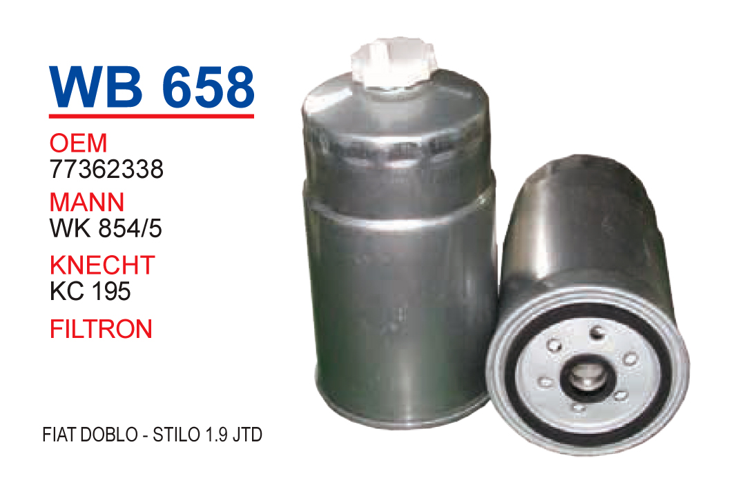 WB 658 FİAT DOBLO - STİLO 1,9 JTD  77362338 Yakıt/Mazot Filtresi