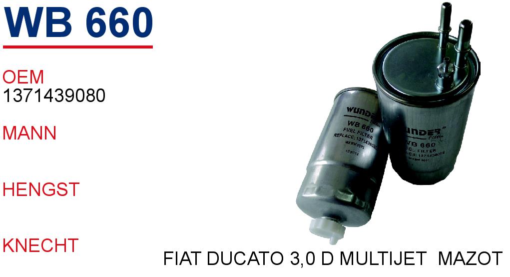 WB 660 CITROEN JUMPER BOX 3,0 HDİ 180 1371439080 Yakıt/Mazot Filtresi