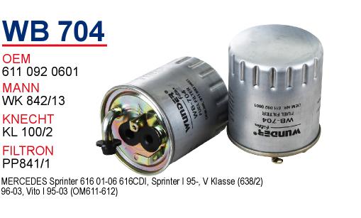 WB 704 MERCEDES SPRiNTER 413 CDI-ViTO I CDI                       611-612 MOTOR 611 092 0601 Yakıt/Mazot Filtresi