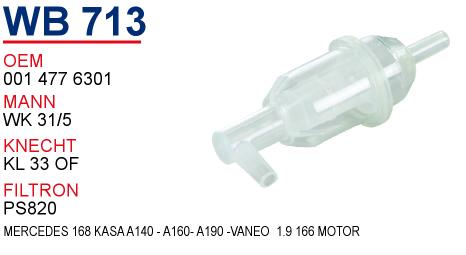 WB 713 MERCEDES PLASTİK  001 477 6301 Yakıt/Mazot Filtresi