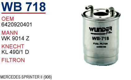 WB 718 MERCEDES SPRINTER II (906) 6420920401 Yakıt/Mazot Filtresi