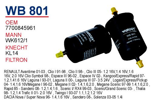 WB 801 CITROEN TÜM BiNEK PLASTİK BENZİN 1567.87 Yakıt/Benzin Filtresi