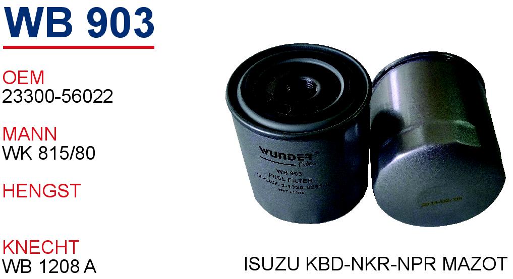WB 903 ISUZU KBD-NKR-NPR 23300-56022 Yakıt/Mazot Filtersi